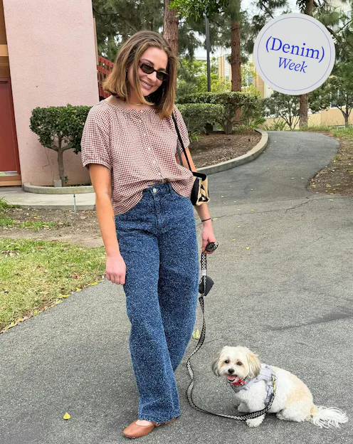 Kelsey Stewart's denim outfit