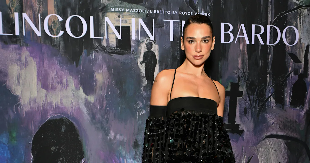 Dua Lipa Brings Sheer Glamour to the Opera in a Sequin Ferragamo Gown
