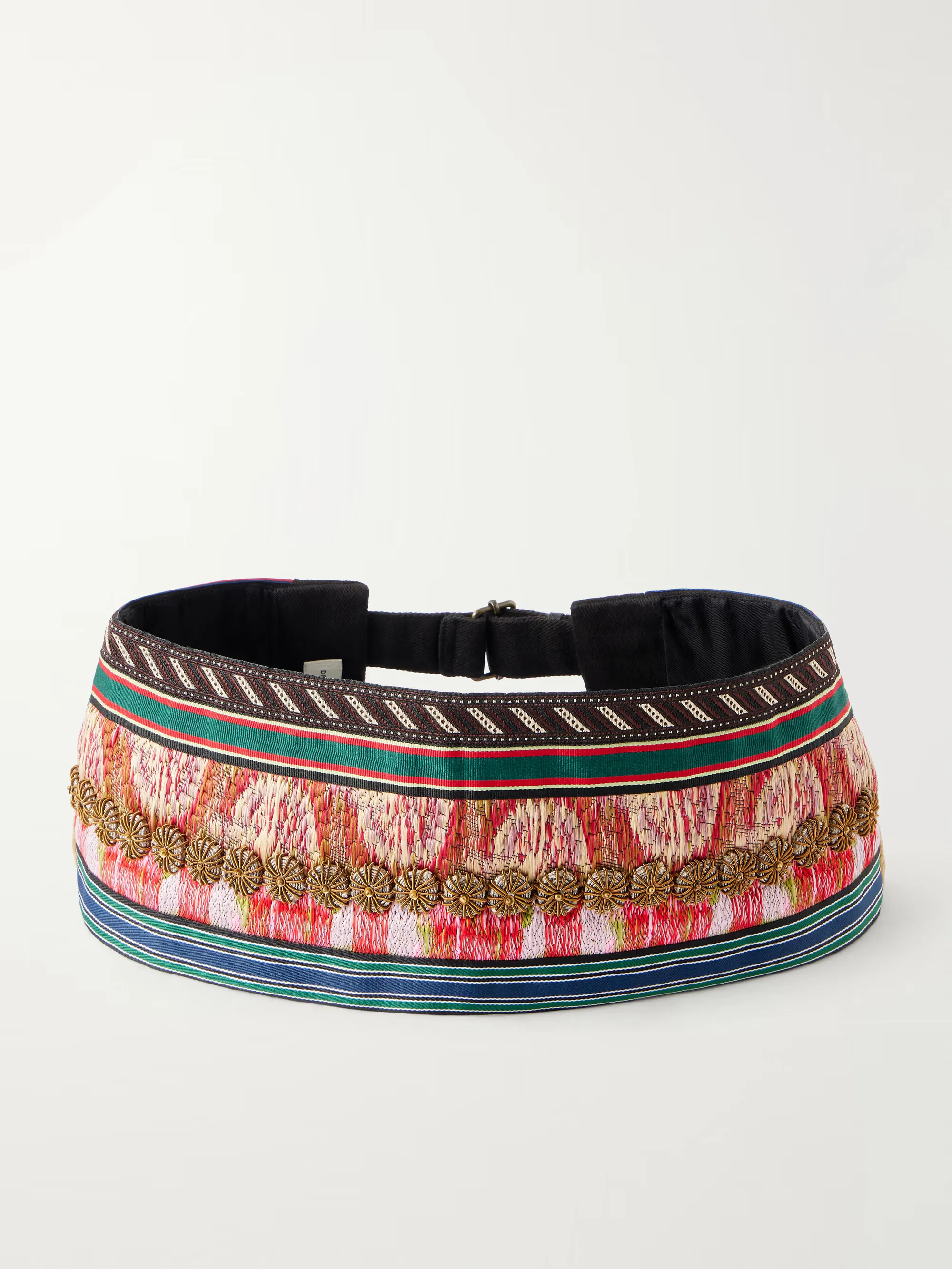 Embellished Cotton-Twill Belt
