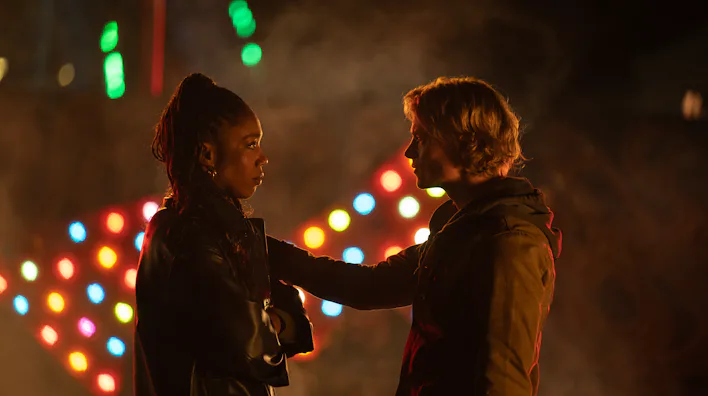 Naomi Ackie and Tom Rhys Harries in Clayface