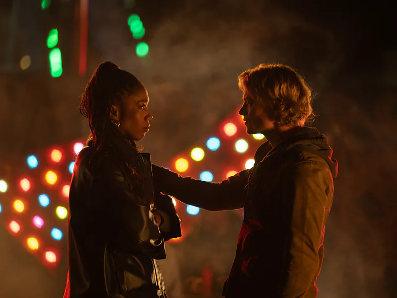 Naomi Ackie and Tom Rhys Harries in Clayface