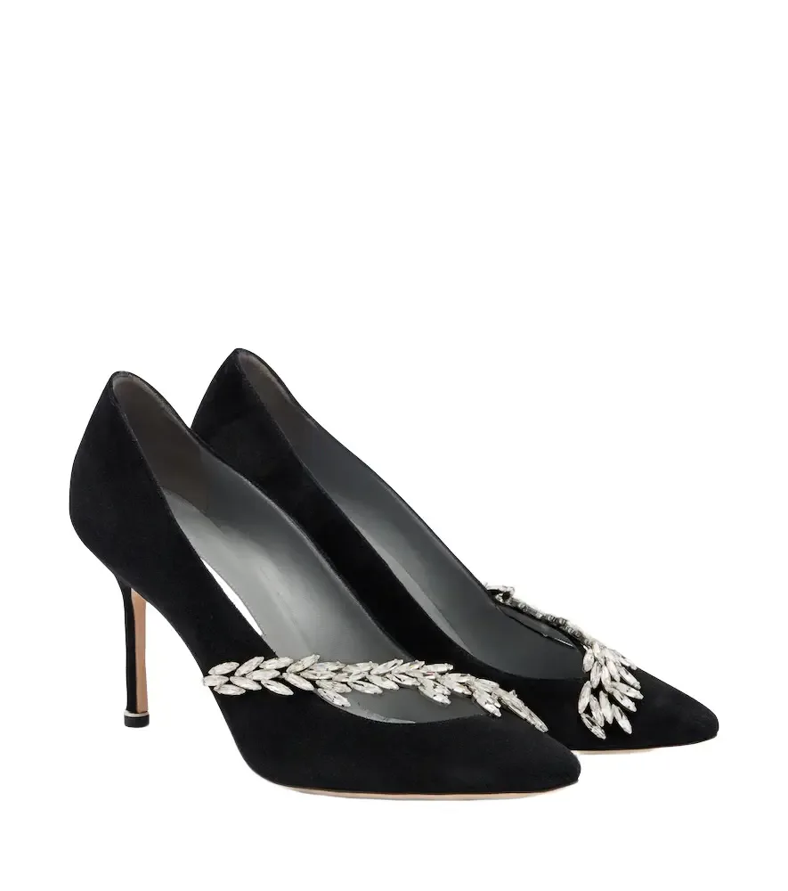 Embellished Suede Pumps