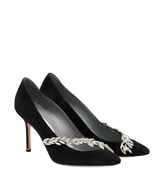 Embellished Suede Pumps