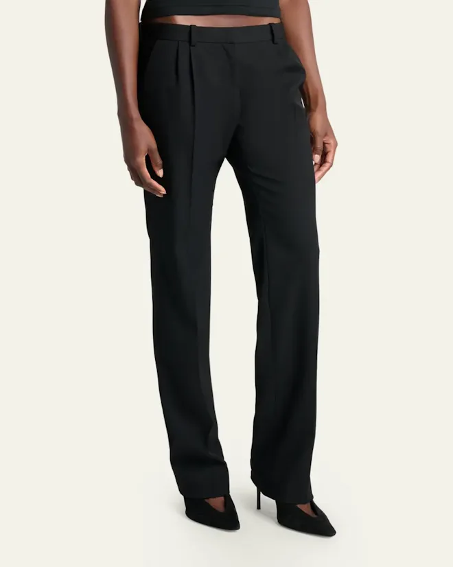 Low-Rise Slim-Leg Tailored Pants