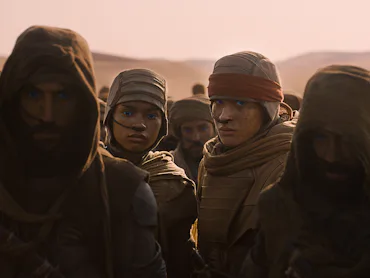 Ida Brooke as Ghanima and Nakota-Wold Momoa as Leto in Dune: Part Three