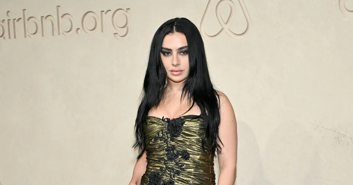 Charli XCX in archival Roberto Cavalli Fall 2005 gown at the Airbnb.org Gala