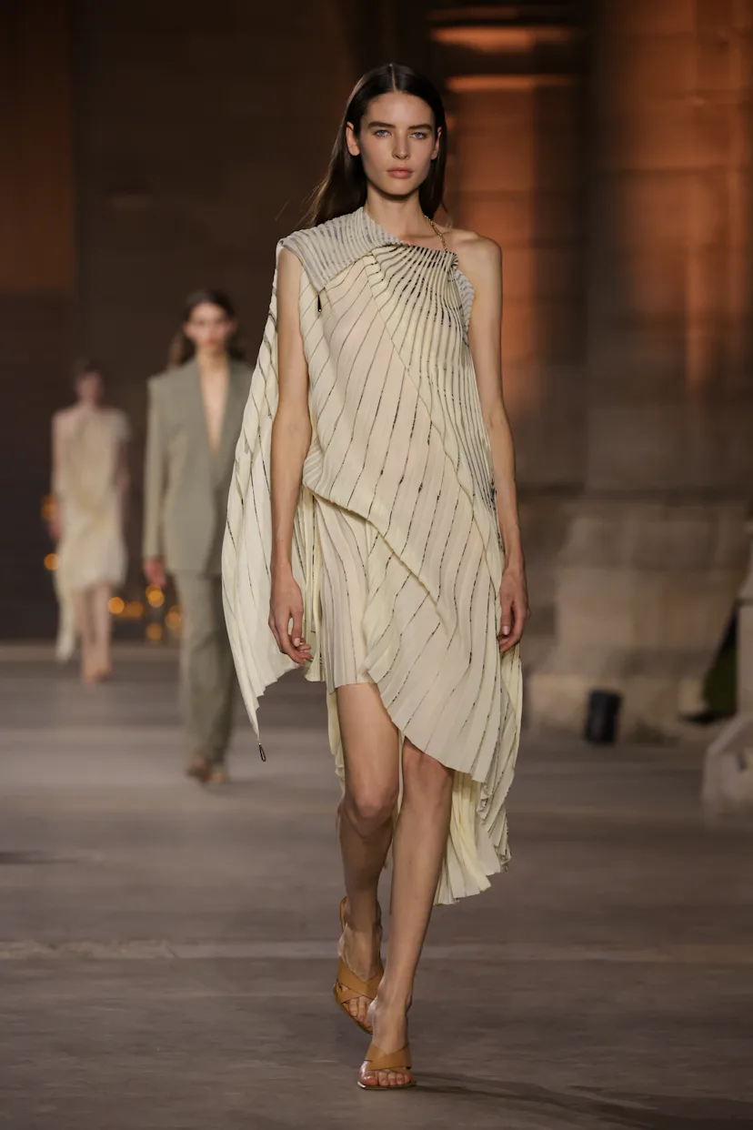 Libby Taverner walks the runway during the Victoria Beckham Womenswear Spring/Summer 2027 show as pa...