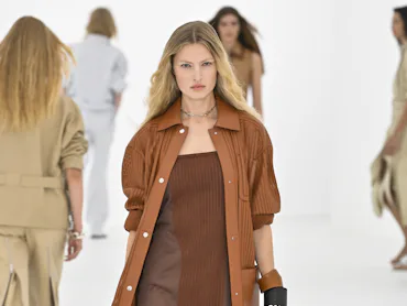 Felice Nova Noordhoff walks the runway during the Hermes Ready to Wear Spring/Summer 2027 fashion sh...