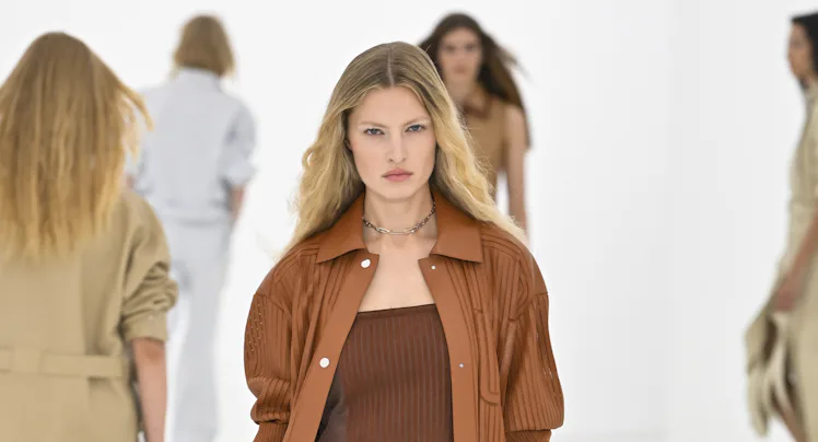 Felice Nova Noordhoff walks the runway during the Hermes Ready to Wear Spring/Summer 2027 fashion sh...