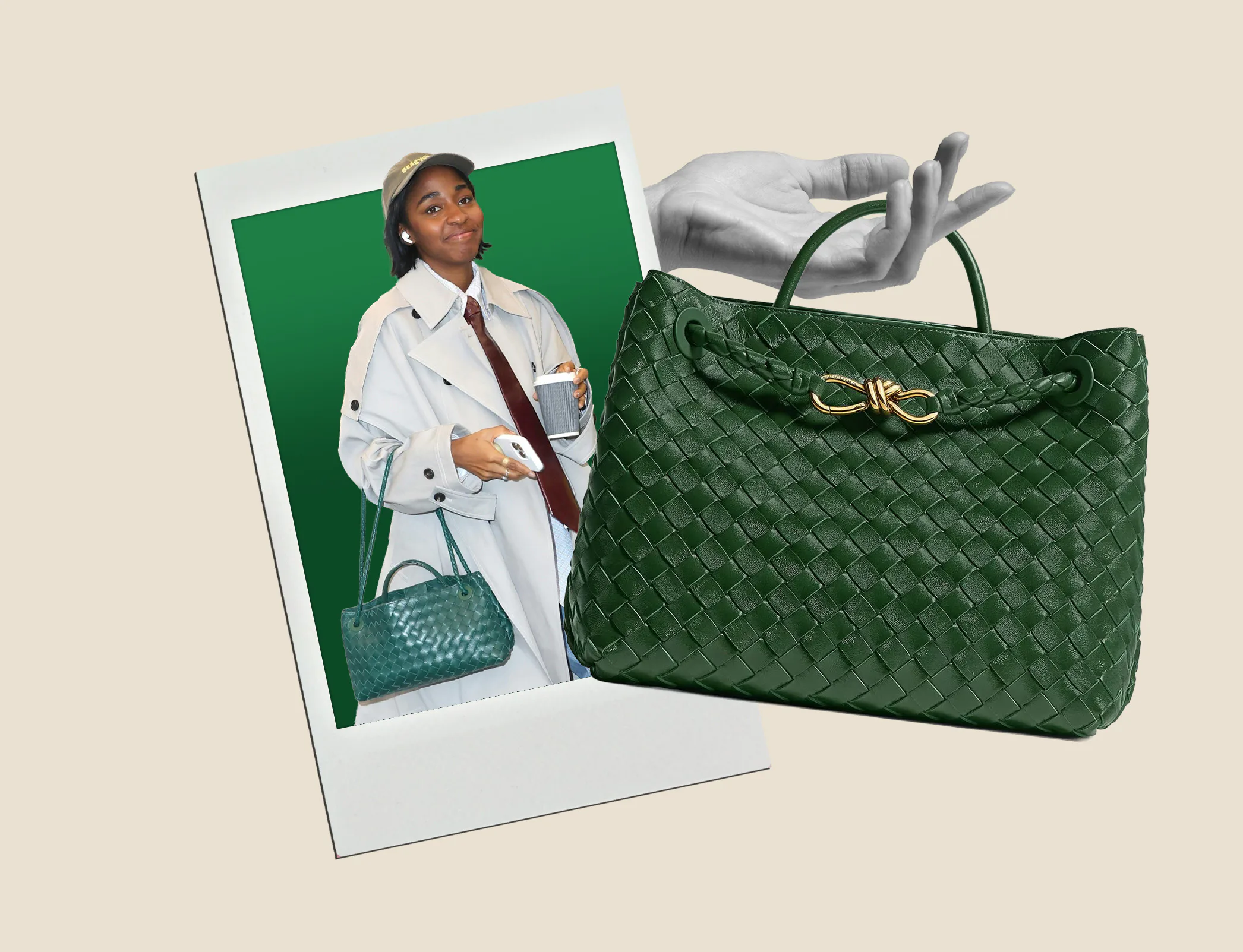 Ayo Edebiri carrying the Bottega Veneta Andiamo tote bag.