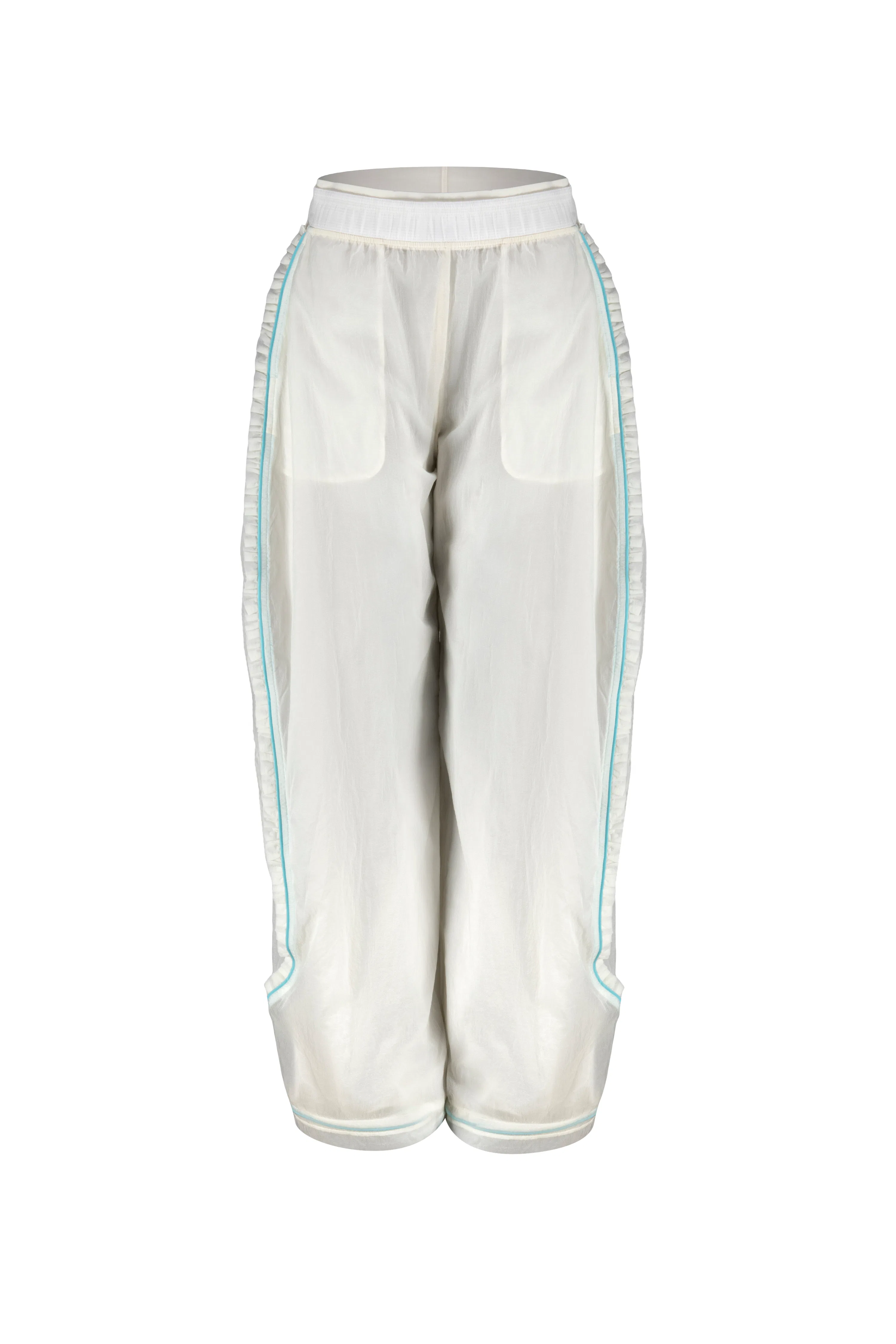 Ruffle-Trim Textured Mid-Rise Pant 