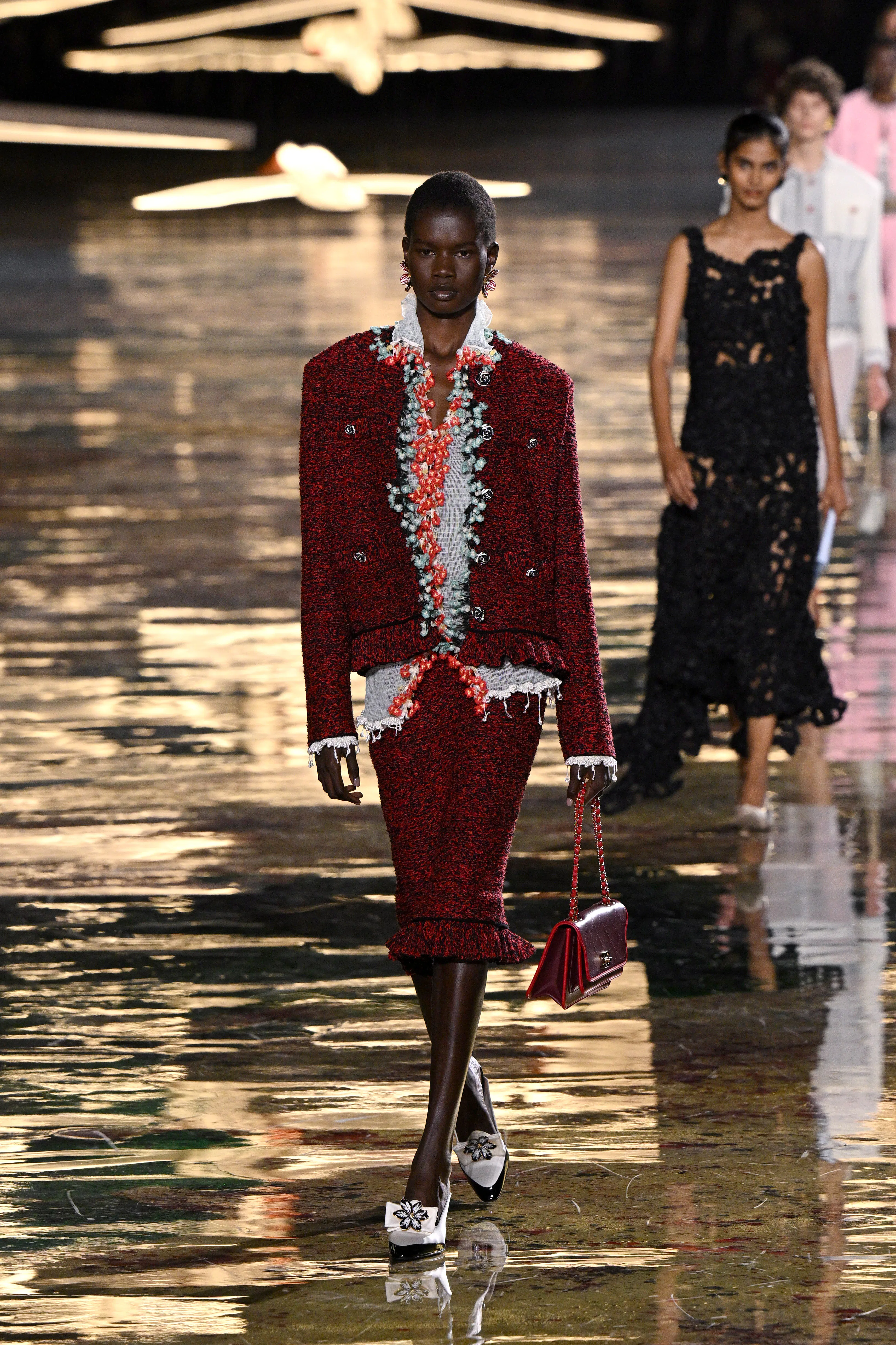A model walks the runway during the Chanel Womenswear Spring/Summer 2027 show as part of Paris Fashi...