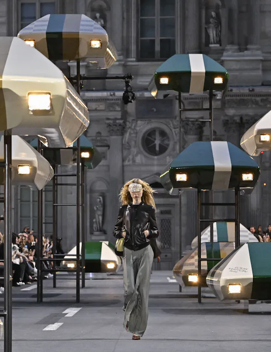 A model walks the runway during the Louis Vuitton Ready to Wear Spring/Summer 2027 fashion show as p...