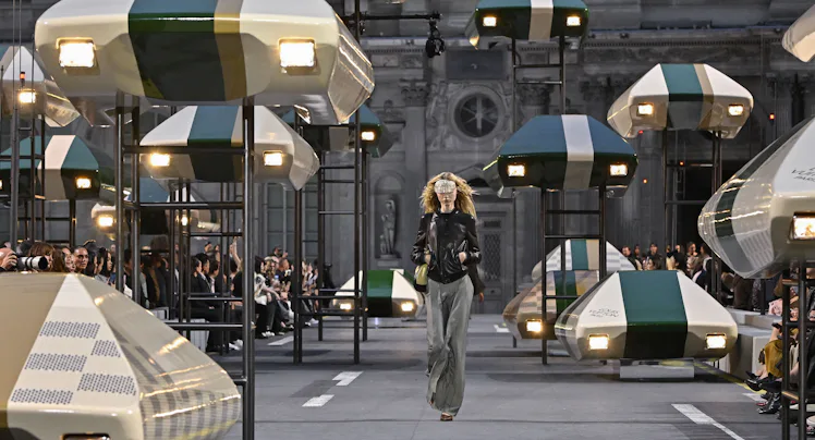 A model walks the runway during the Louis Vuitton Ready to Wear Spring/Summer 2027 fashion show as p...