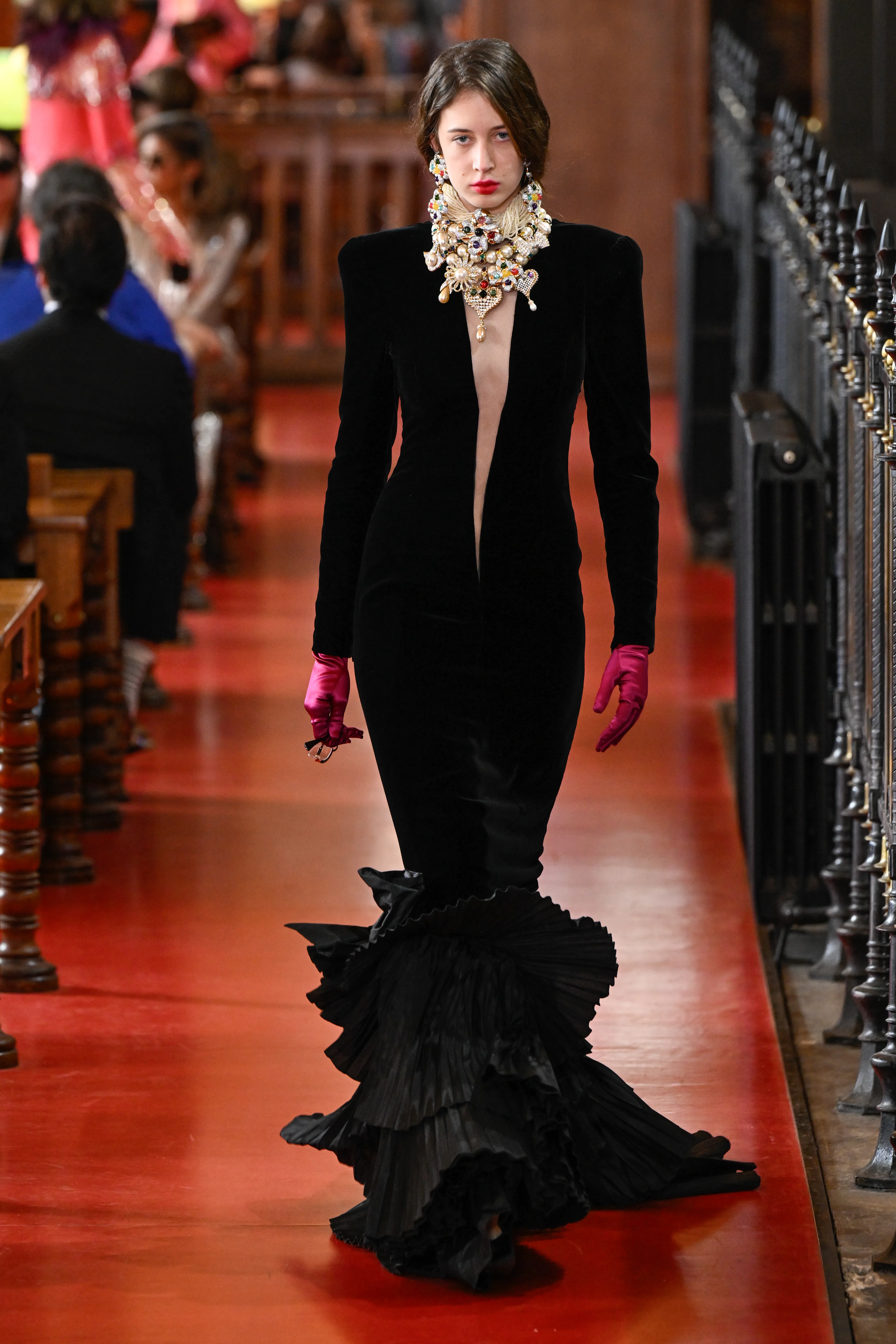 Model on the runway at the Valentino fashion show as part of Paris RTW Spring/Summer 2027 fashion we...