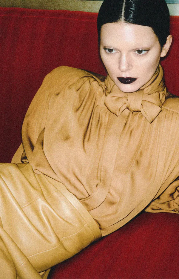 Kendall Jenner with bleached brows in the Khaite campaign