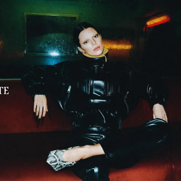 Kendall Jenner with bleached brows in the Khaite campaign