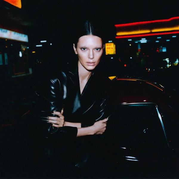 Kendall Jenner with bleached brows in the Khaite campaign