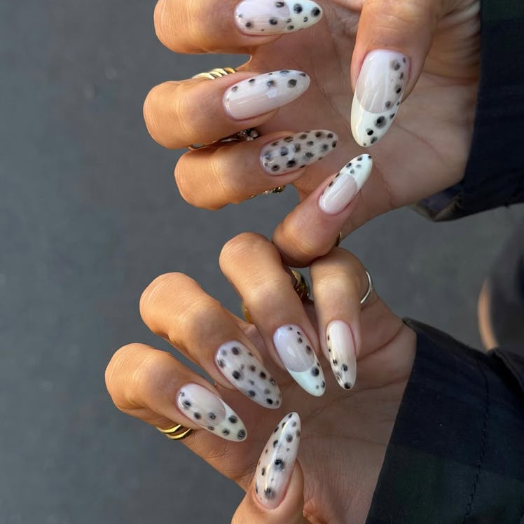 Dalmatian nails are the hottest animal print mani trend to try this spring.