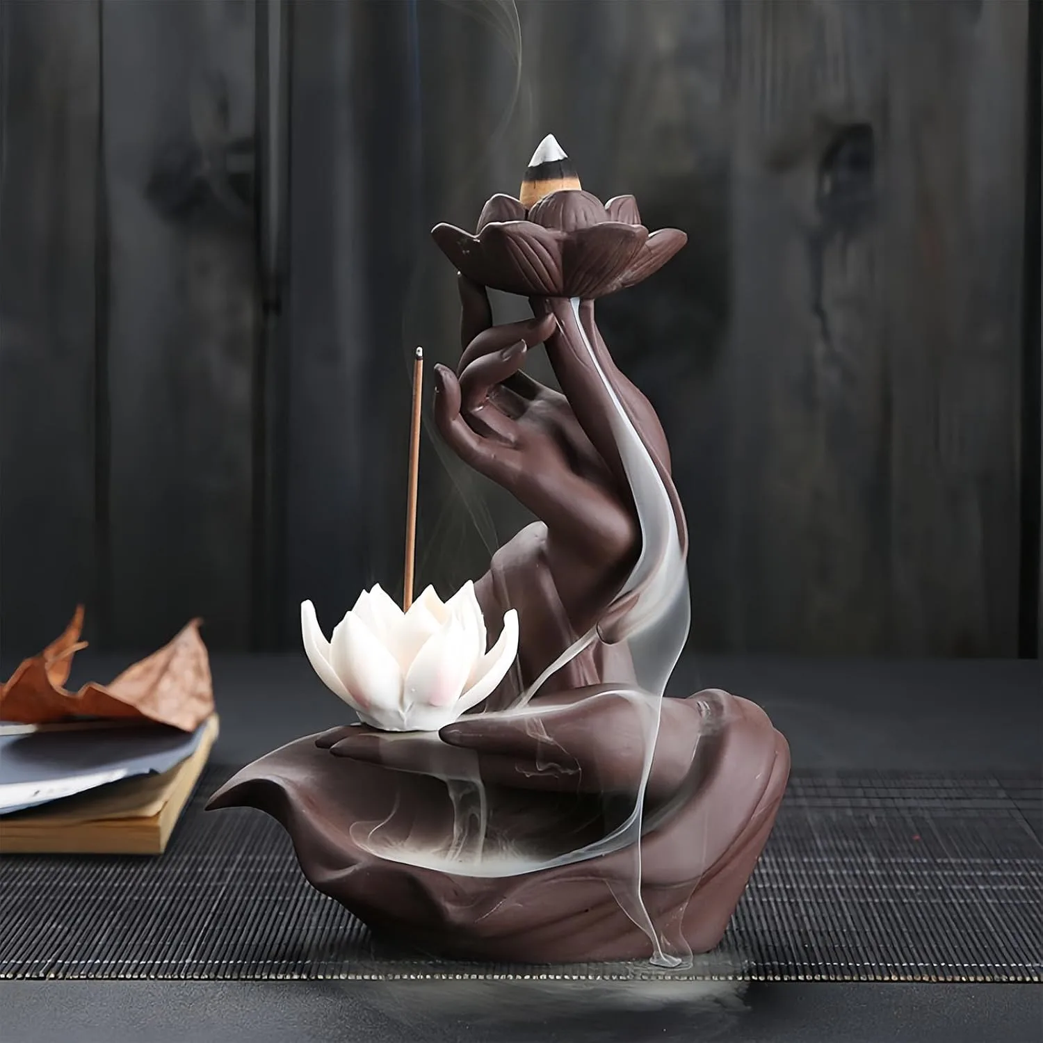 RE RELIURE Lotus Ceramic Backflow Incense Burner