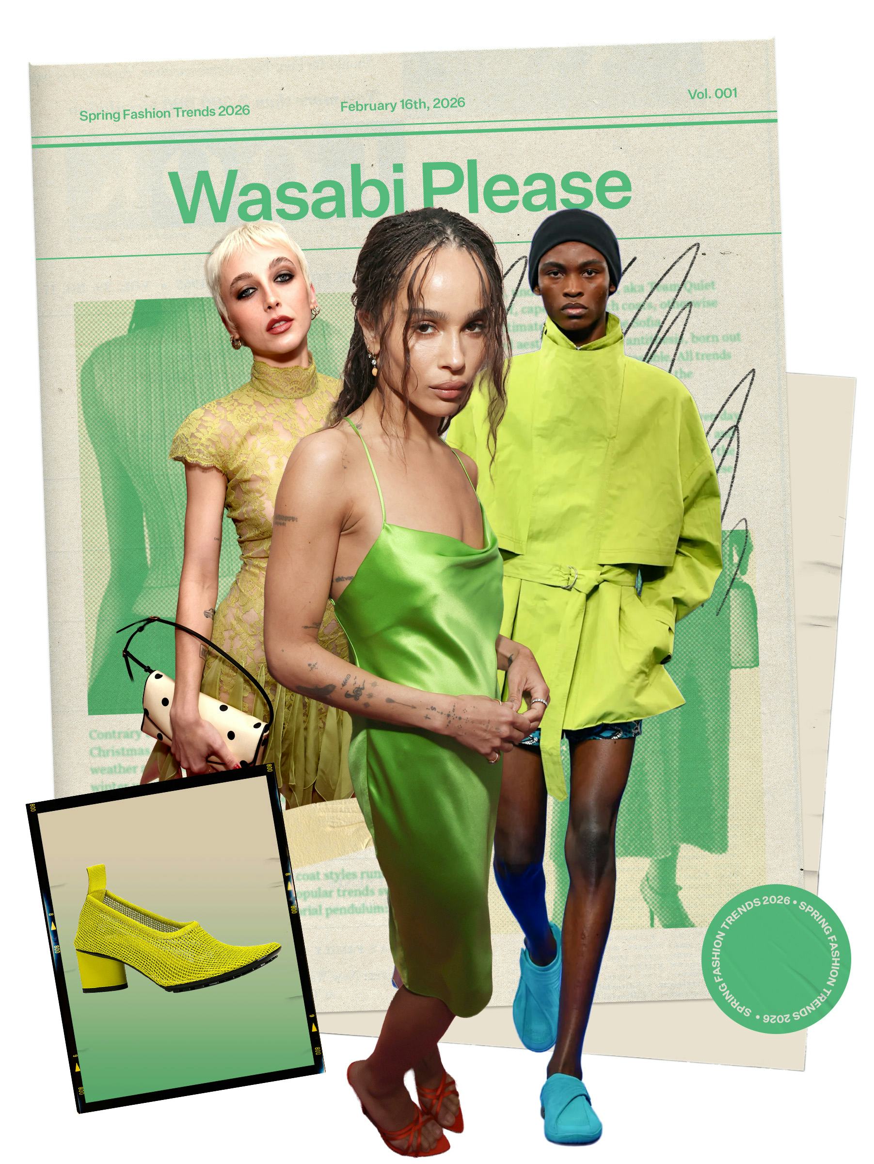 Spring 2026 Fashion Trend: Emma Chamberlain & Zoë Kravitz in wasabi green