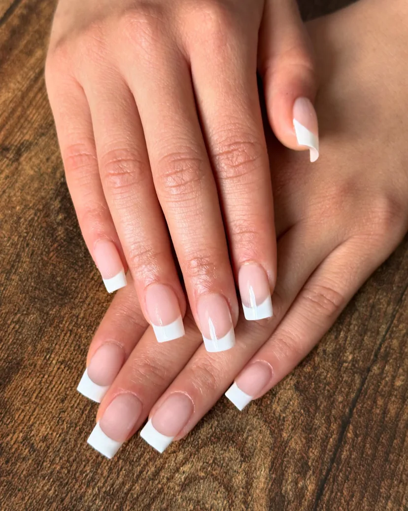 Jenna Ortega's white square French manicure