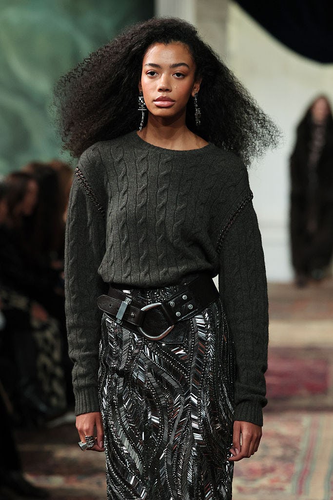 Brushed-out curls at Ralph Lauren.