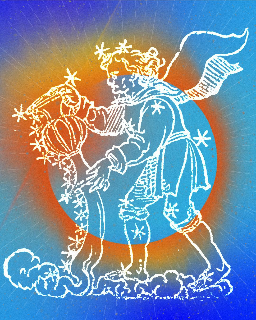 aquarius solar eclipse illustration