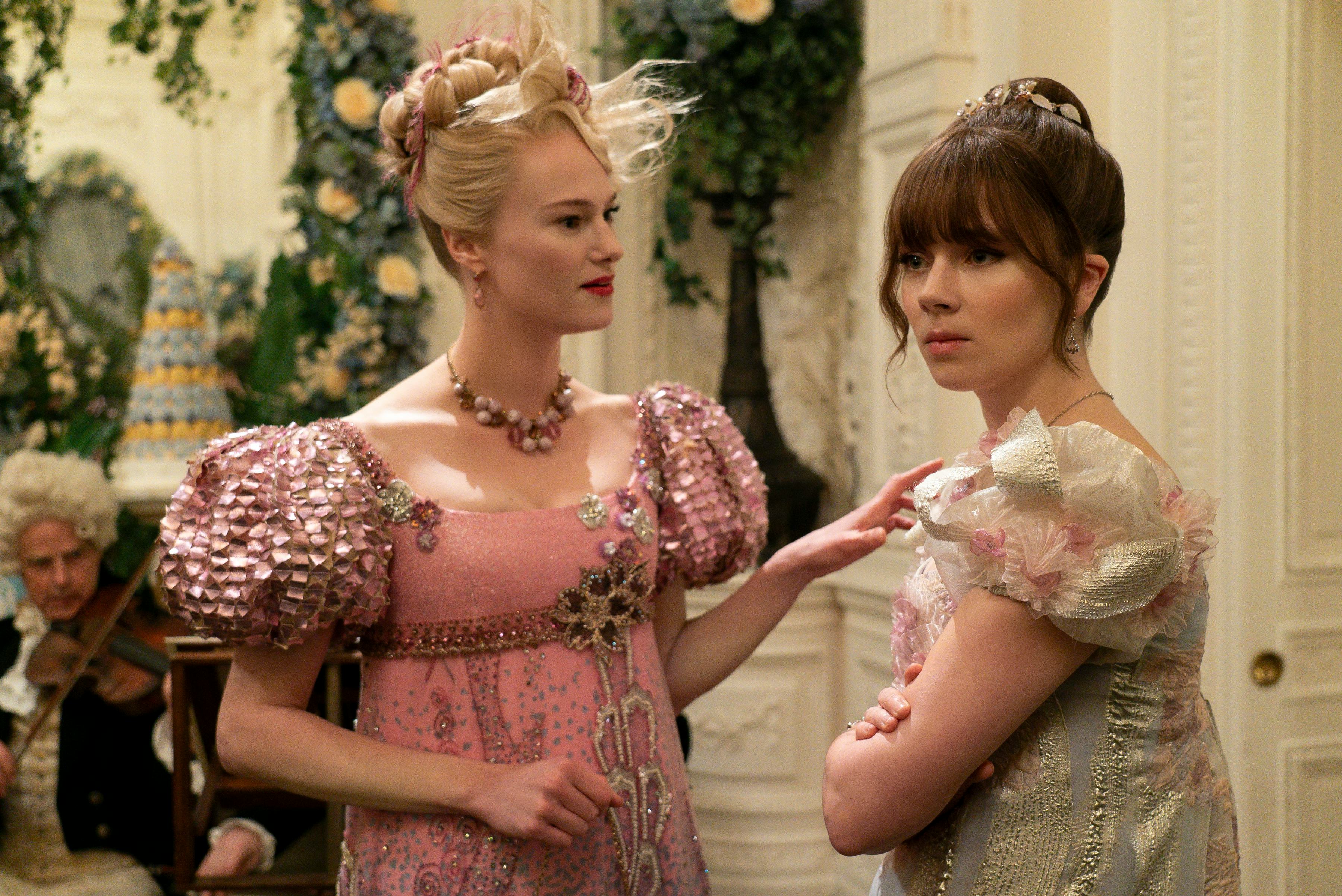 Cressida and Eloise on Bridgerton. Photo via Netflix