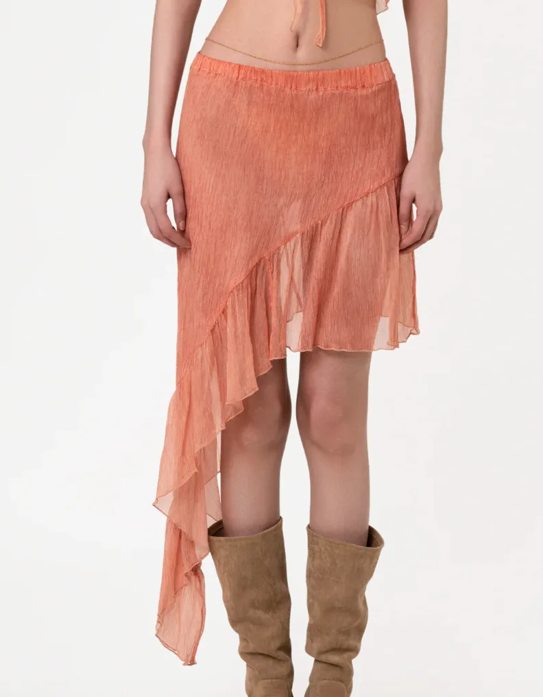 Springs Ruffle Silk Skirt