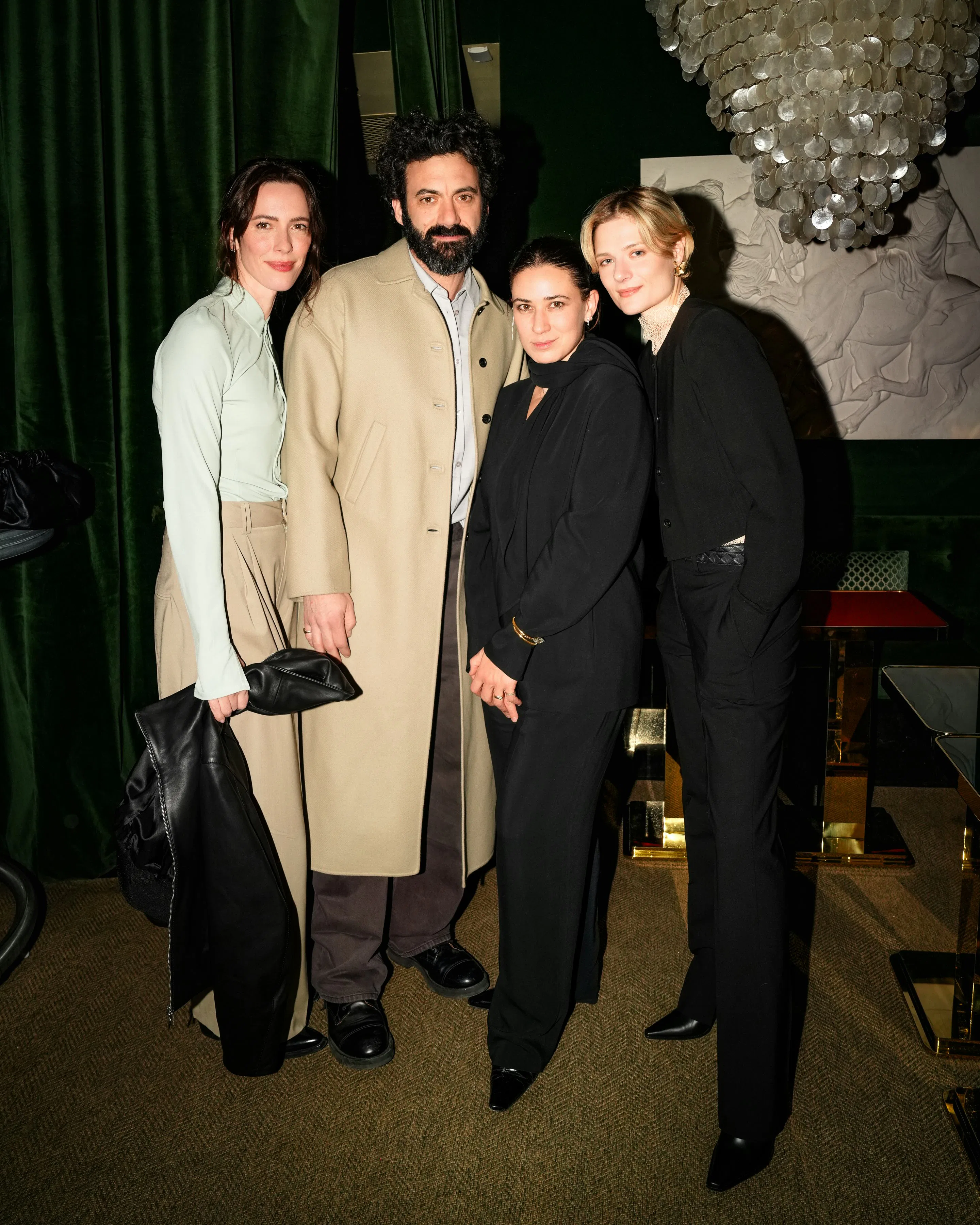 rebecca hall, morgan stewart, danielle kallmeyer, louisa jacobson kallmeyer nyfw party