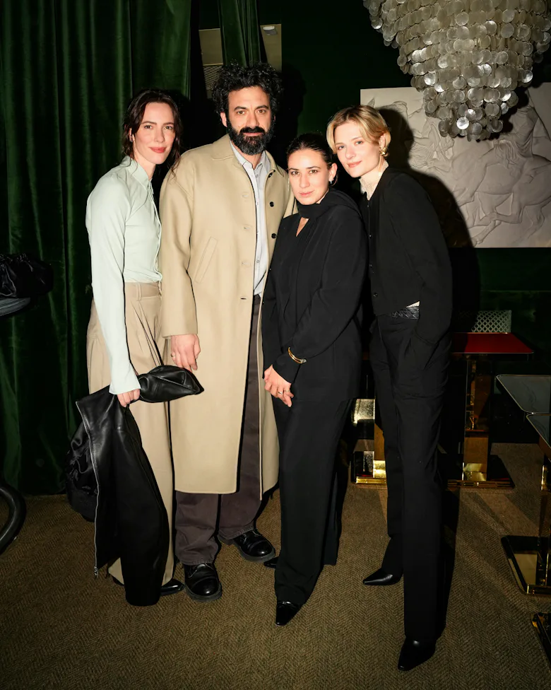rebecca hall, morgan stewart, danielle kallmeyer, louisa jacobson kallmeyer nyfw party