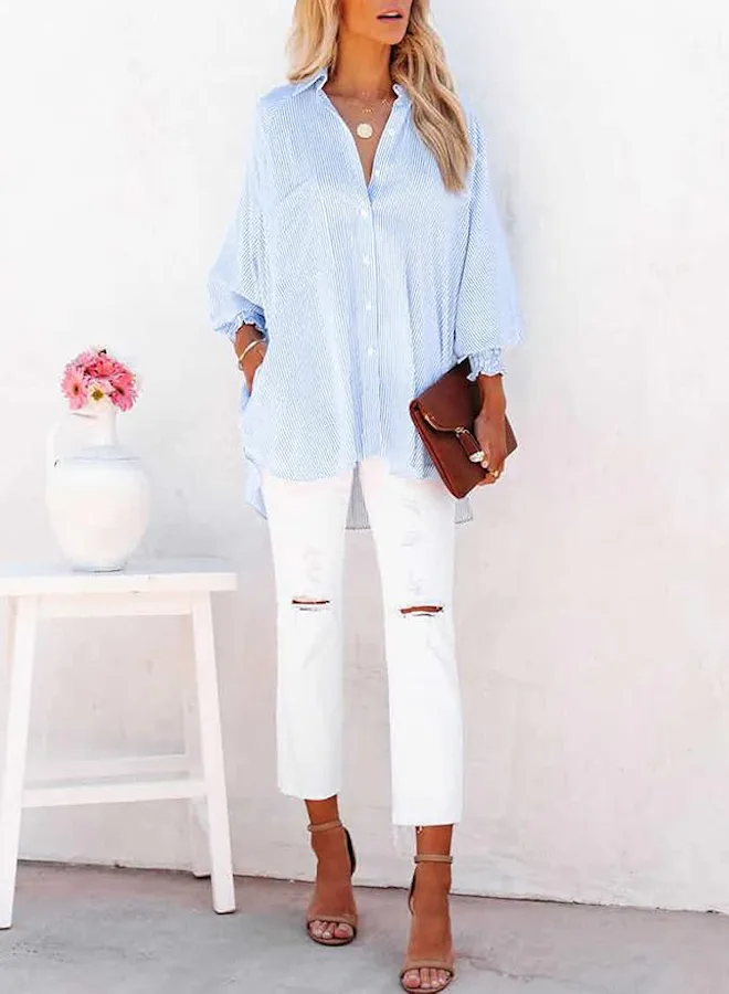 LEMAFER Smocked Boyfriend Shirt