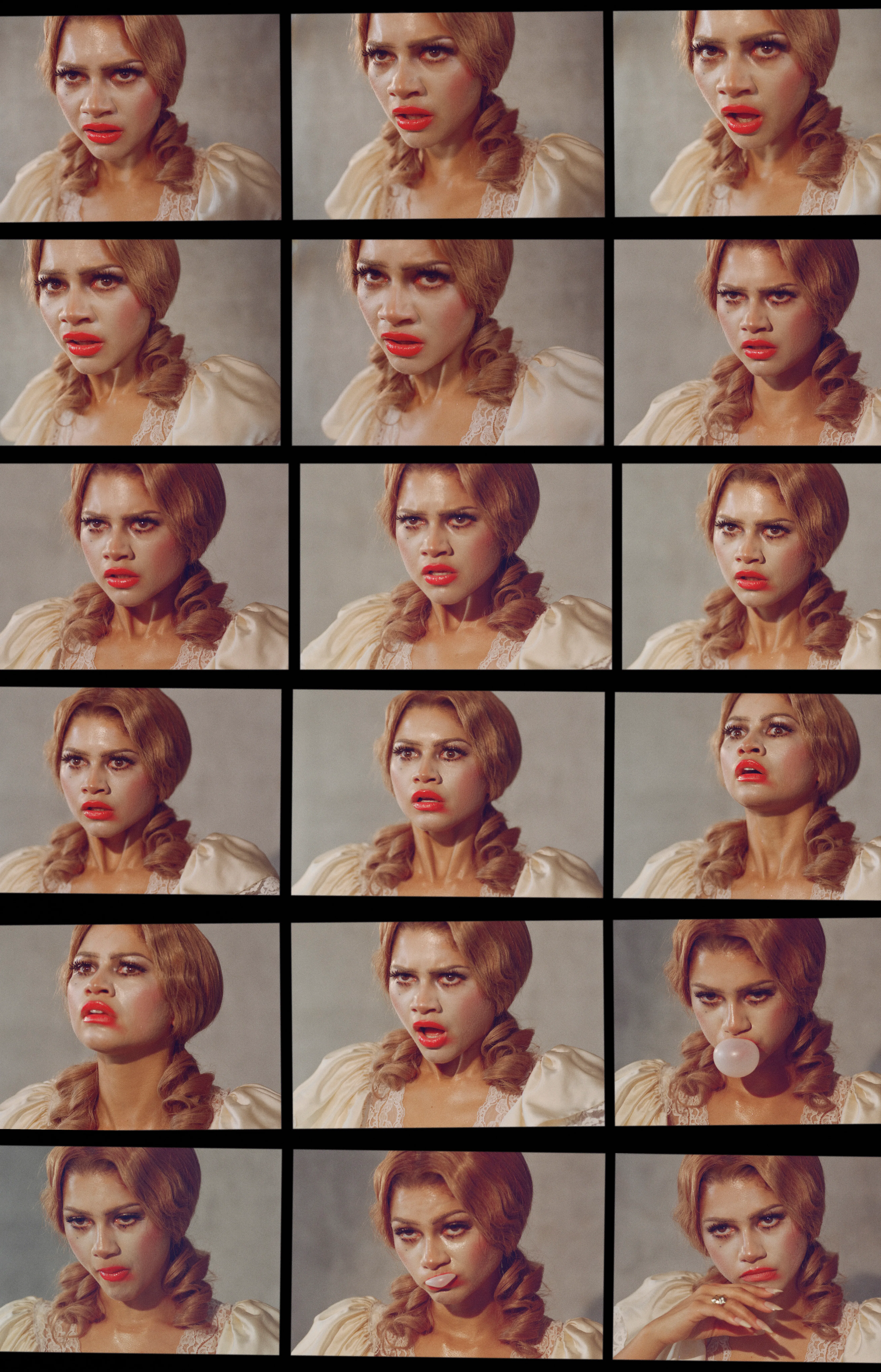 Zendaya in a series of expressive poses