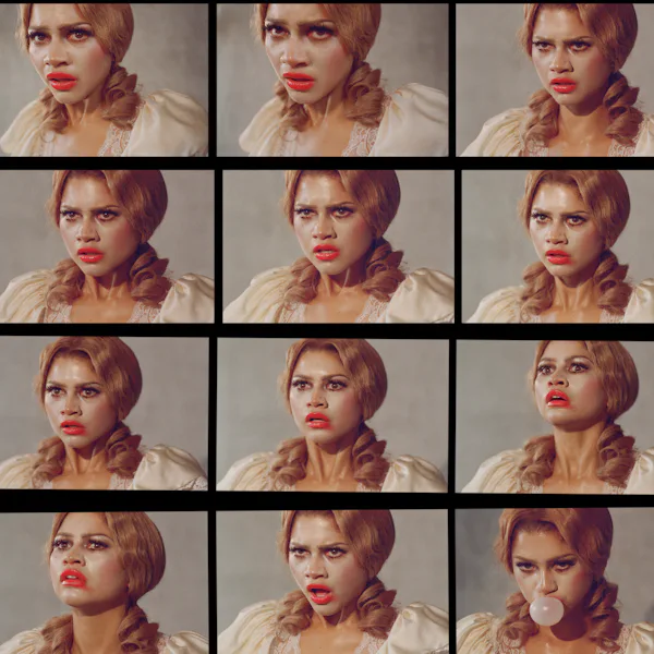 Zendaya in a series of expressive poses