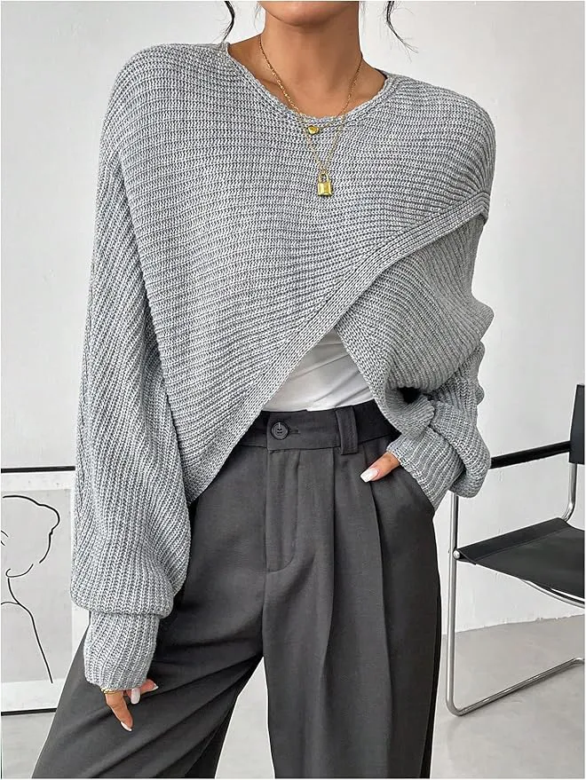 Verdusa Asymmetrical Wrap Sweater