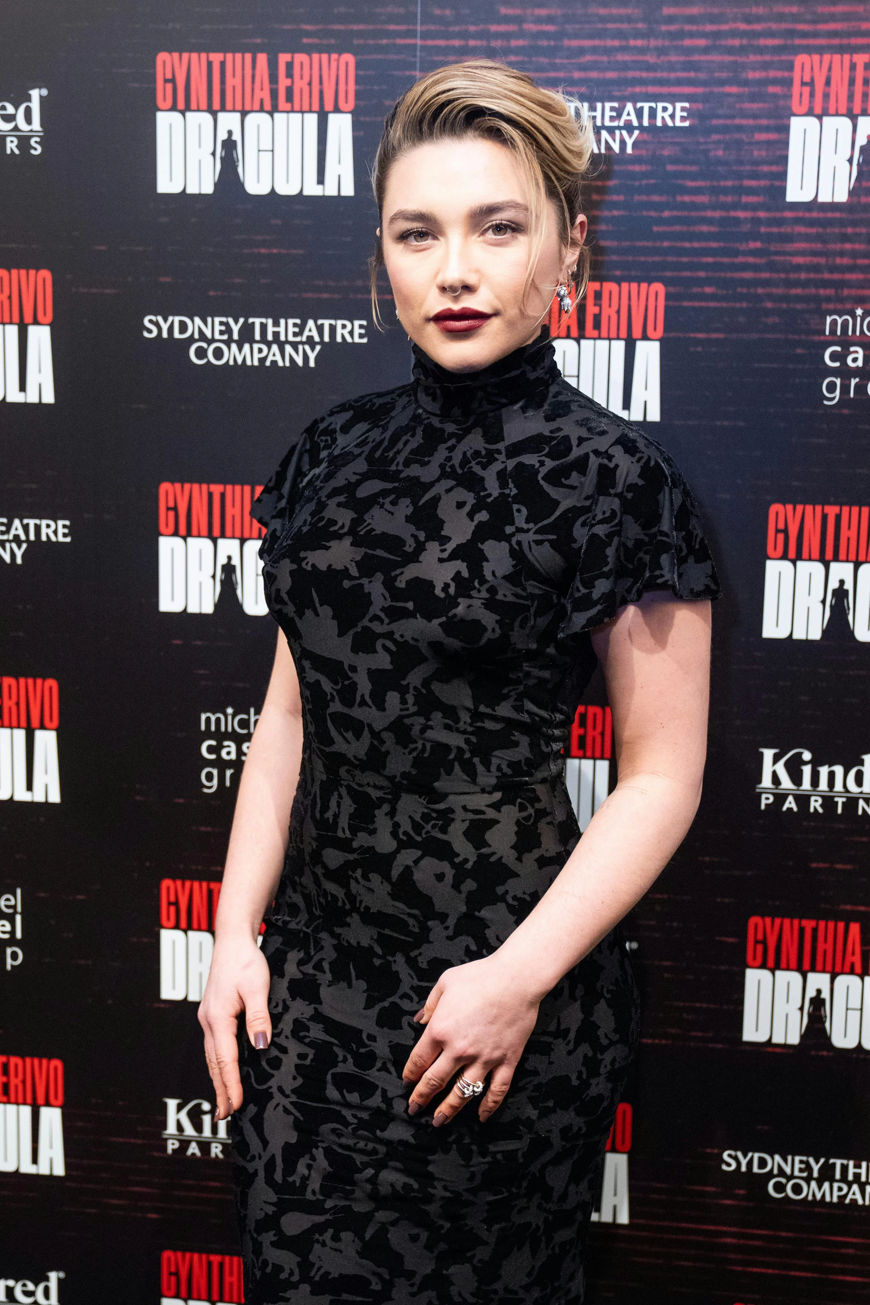 florence pugh black dress Florence Pugh Brought Gothic Drama to Harris Reed Show at LFW