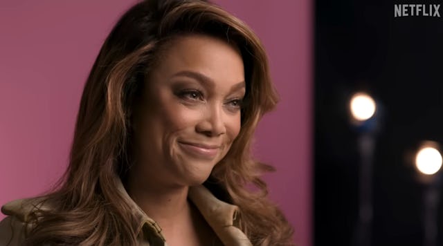 still from netflix's reality check documentary about america's next top model, in which tyra banks s...