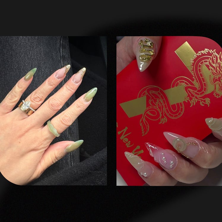 Jade marble nail designs that'll bring good luck to your fingertips.