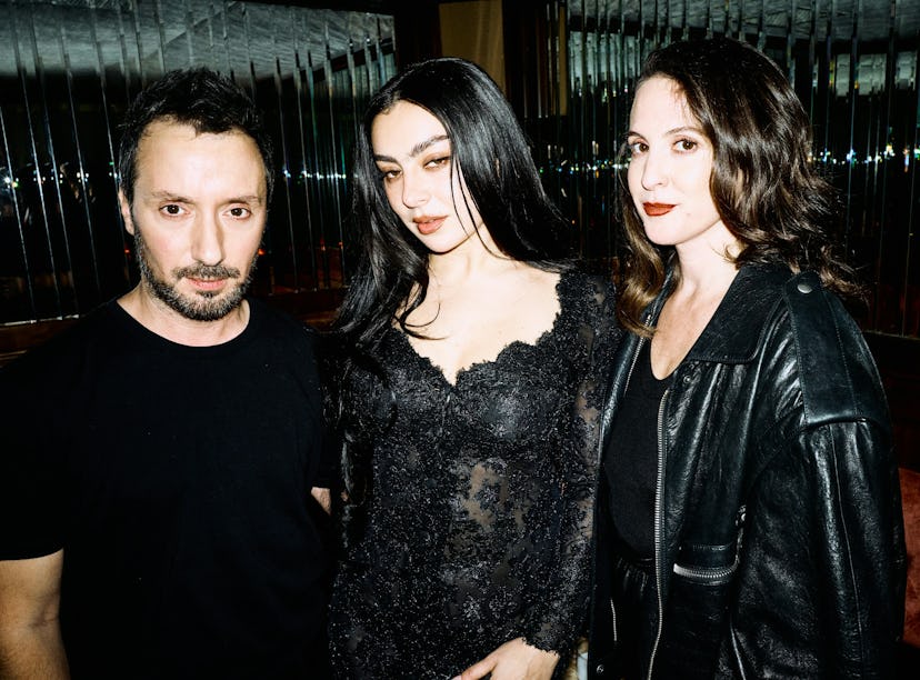 Saint Laurent Creative Director Anthony Vaccarello, Charli xcx and W Editor in Chief Sara Moonves