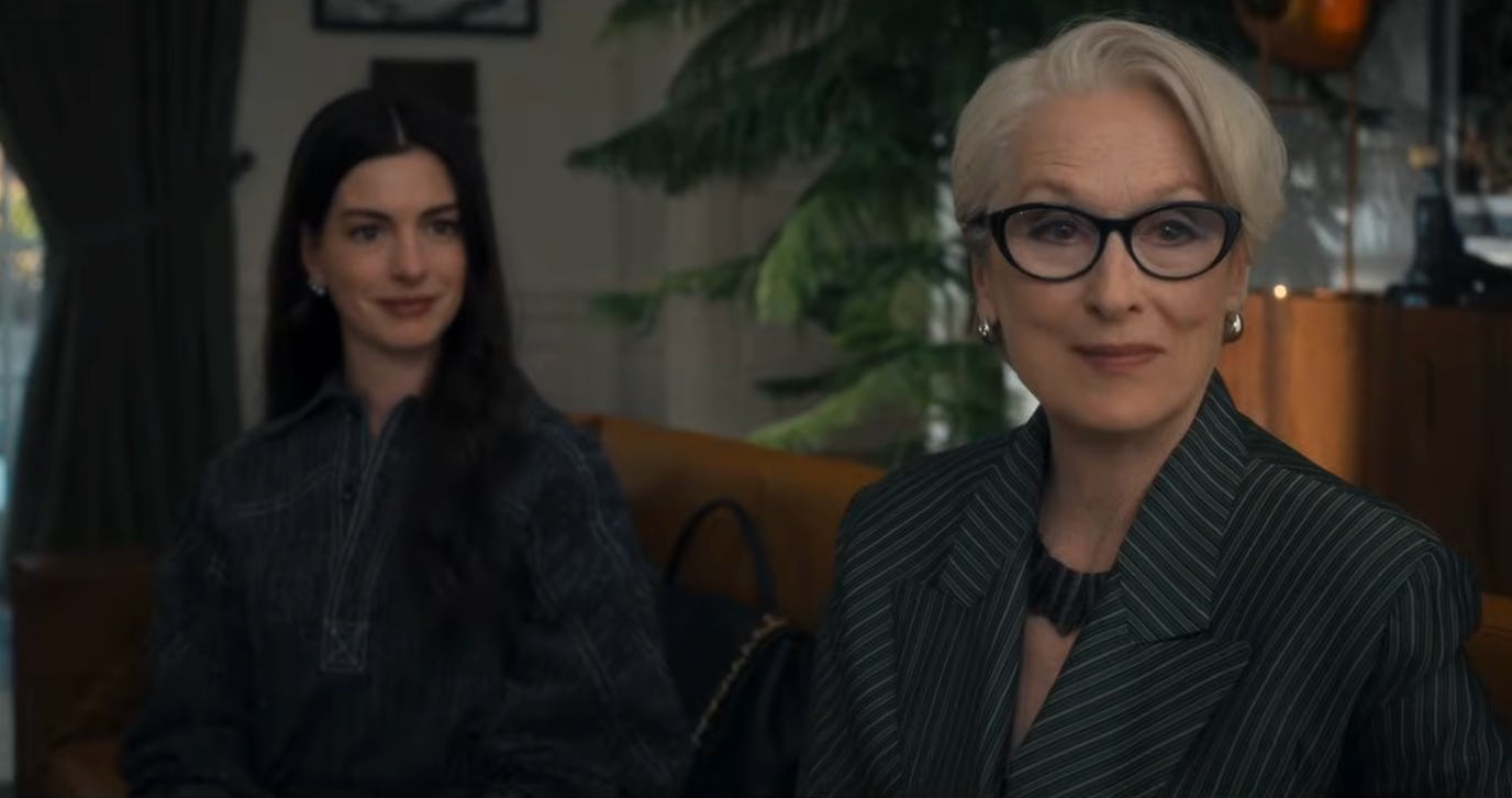 Anne Hathaway and Meryl Streep in The Devil Wears Prada 2. Screenshot via YouTube