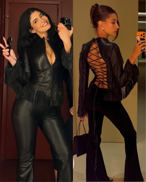 Kylie Jenner & Hailey Bieber's Sisterhood Of The Traveling Versace Jacket
