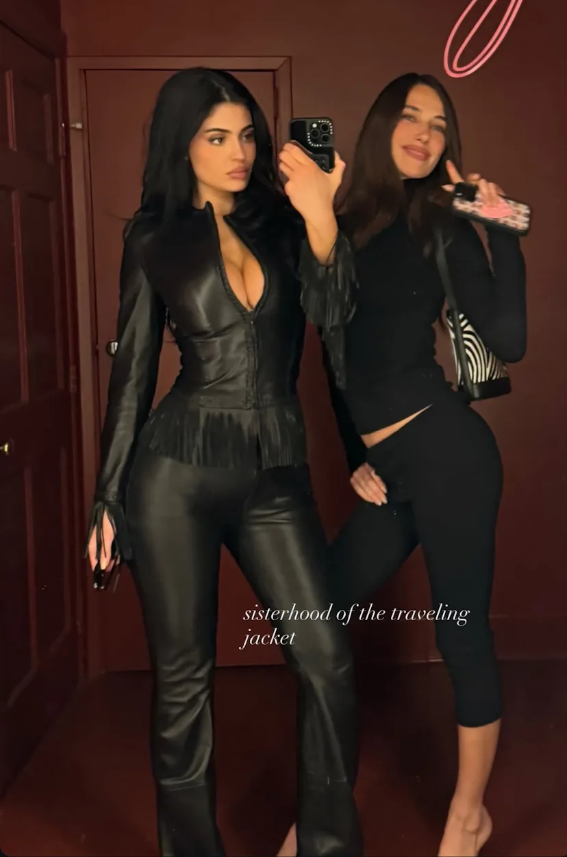 Kylie Jenner & Hailey Bieber's Sisterhood Of The Traveling Versace Jacket