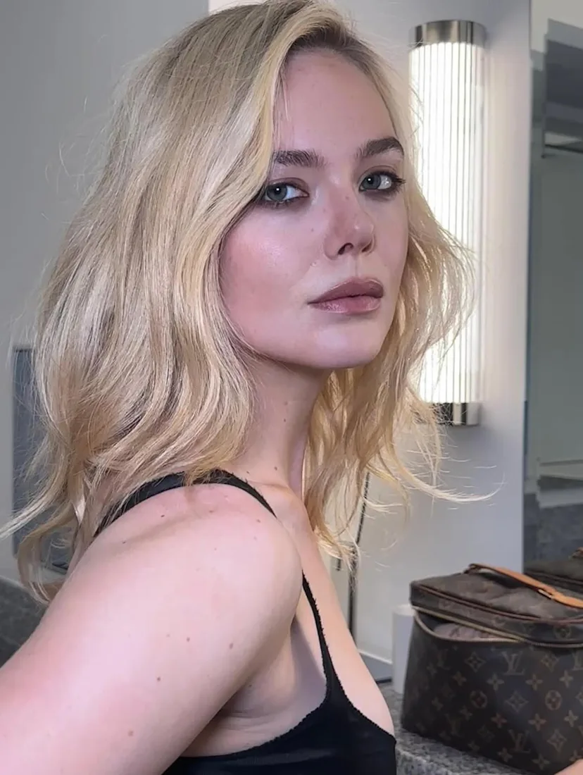 Elle Fanning with an effortless, air dried bob