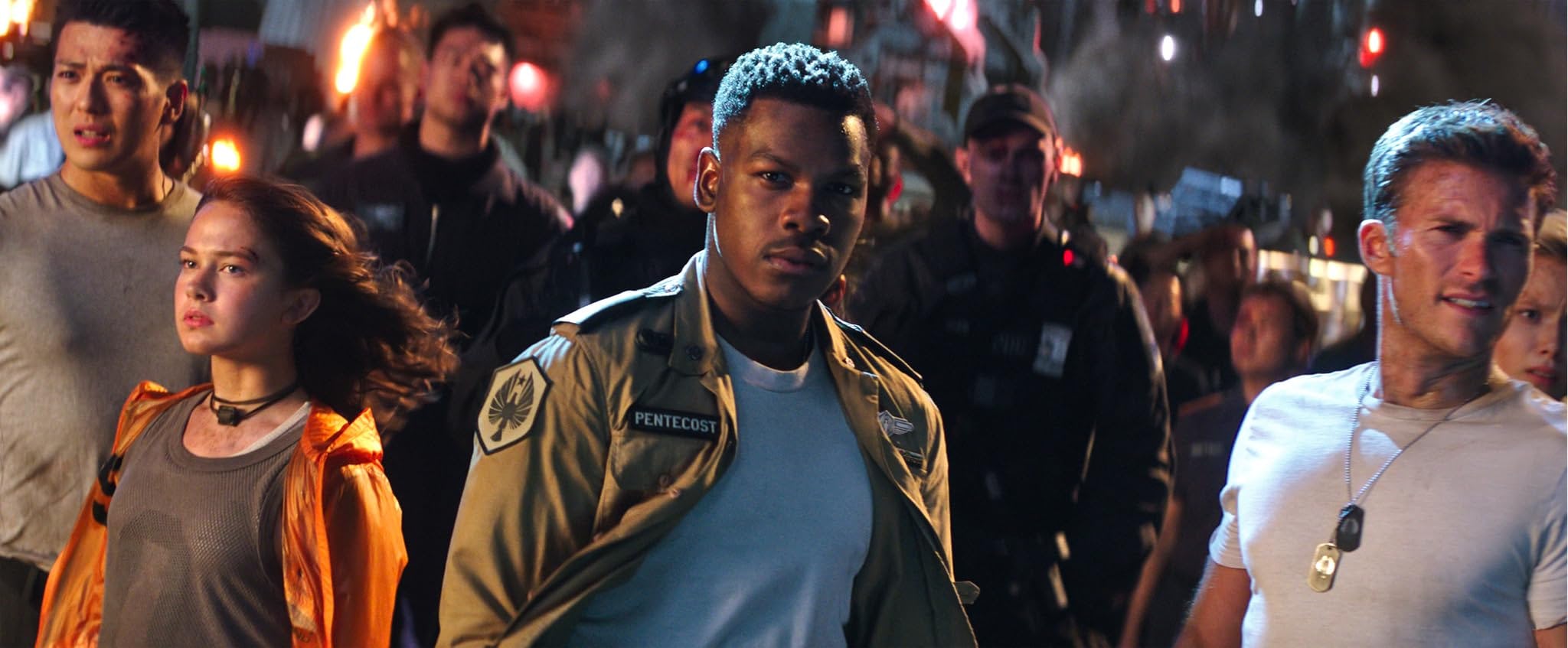 Mackenyu, Cailee Spaeny, John Boyega, and Scott Eastwood in Pacific Rim: Uprising