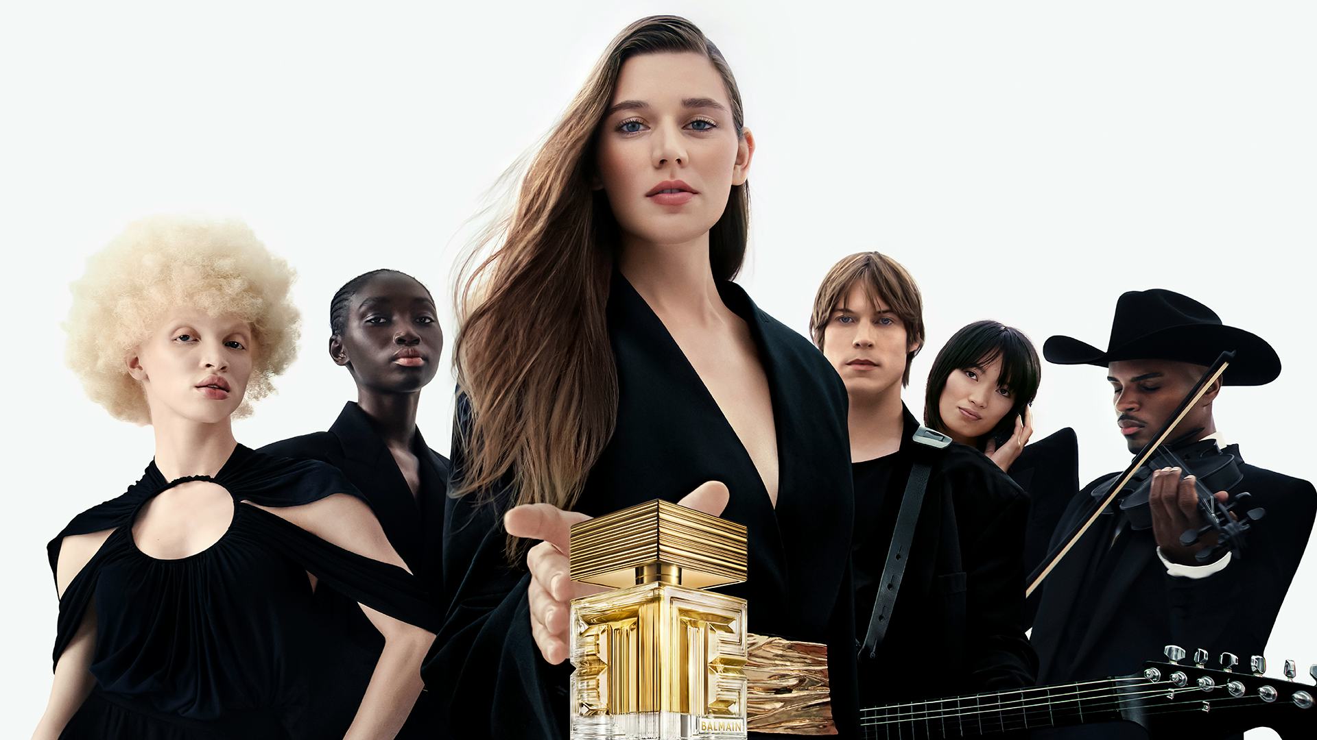 destin de balmain fragrance campaign