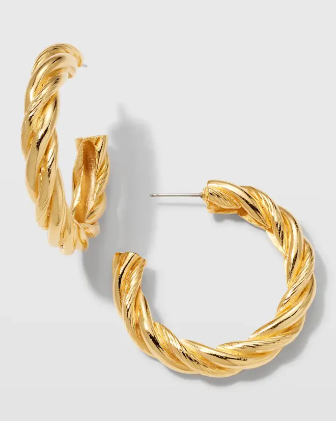 Twisted Gold Hoop Earrings