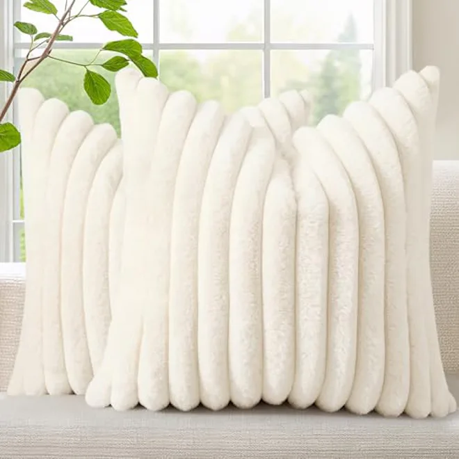 decorUhome Cozy Faux Fur Throw Pillow Covers (2-Pack)