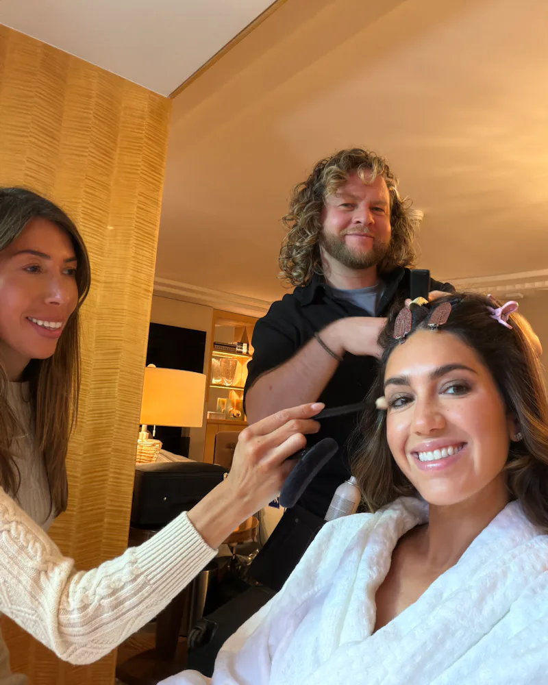 Tinx getting ready for the Burberry show