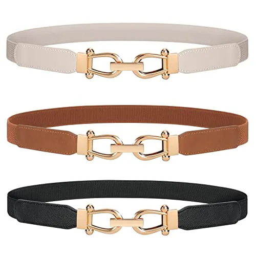 JASGOOD Elastic Skinny Belts (3-Pack)